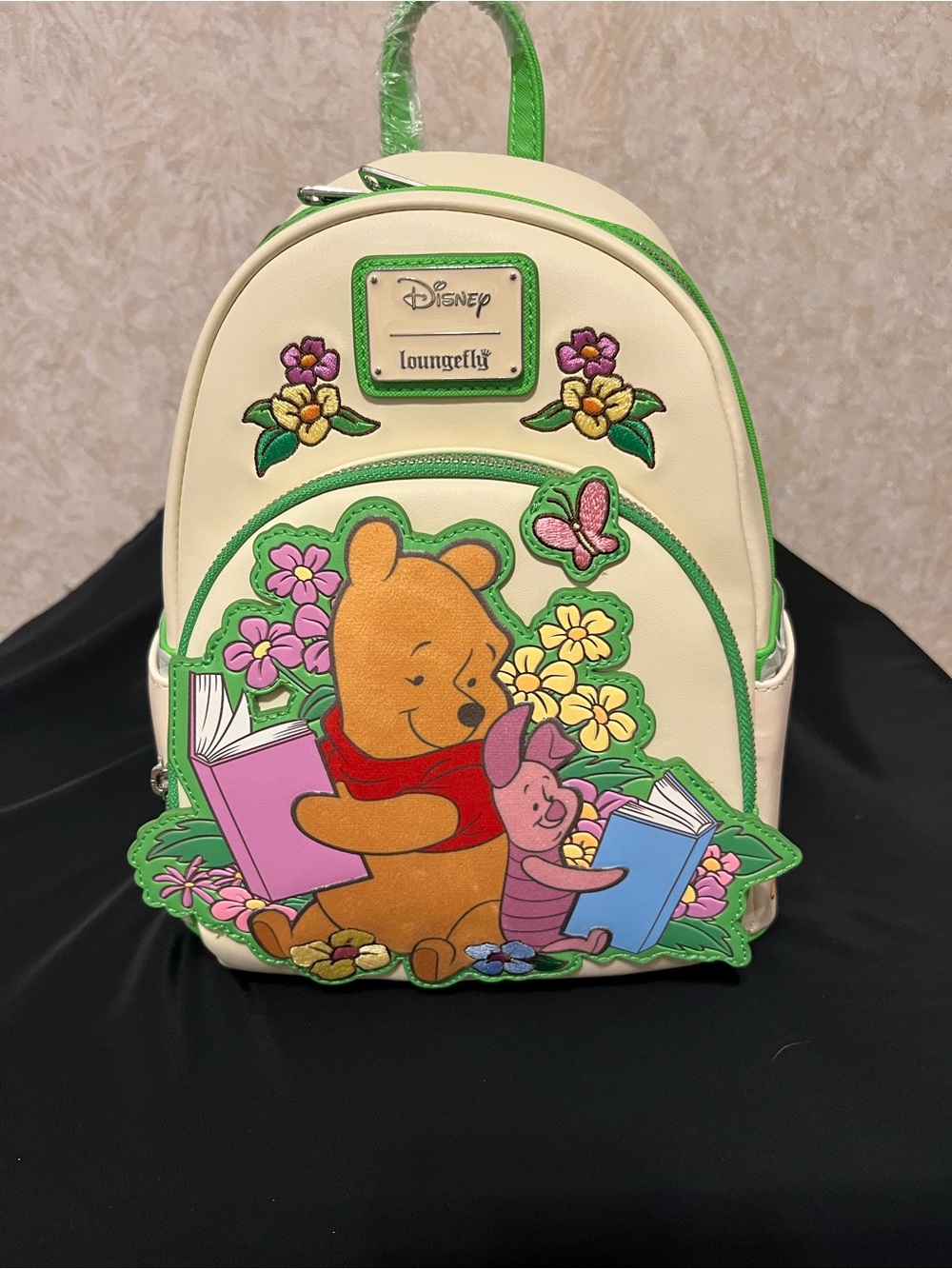 Disney Cream & Green Winnie the Pooh and Piglet Floral Kids Backpack